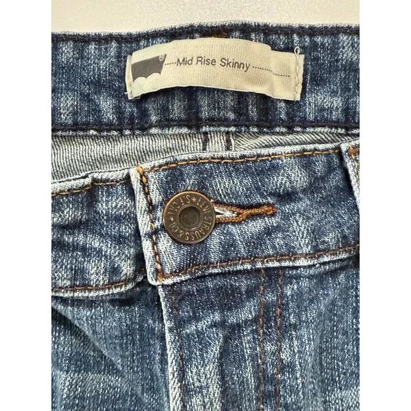 Levi's Womens Mid Rise Skinny Jeans Denim Size 28x32 Stretch Blue 257 - Picture 3 of 12